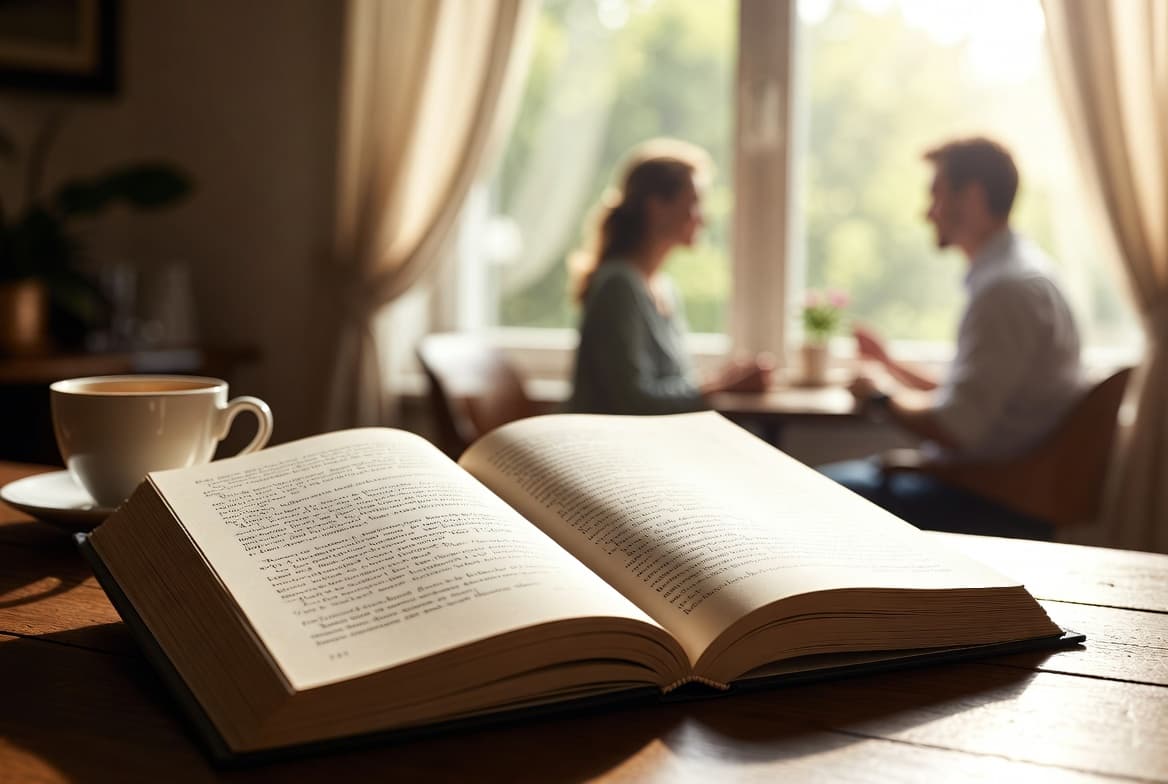 A beautifully printed hardcover life story book on a cream surface
